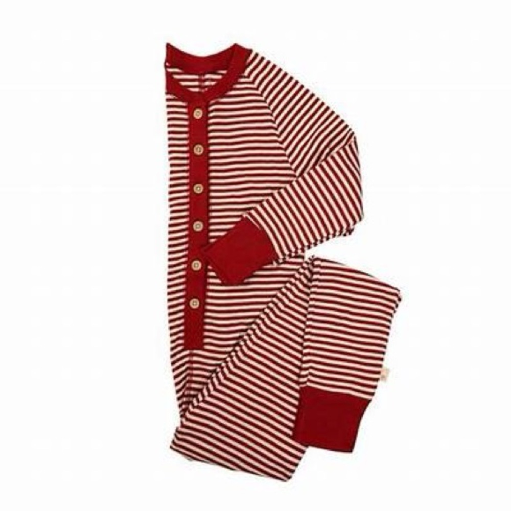 Burt’s Bees Men’s Size M Organic Holiday Striped One-Piece Family Pajamas